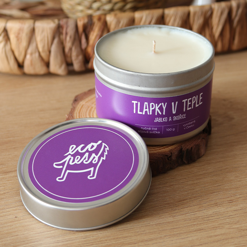 Detail svíčky Ecopets s vlastním brandingem